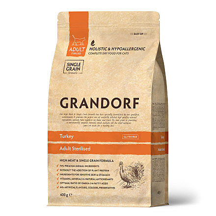 Корм д/к Grandorf Sterilised 400г Индейка стерил.