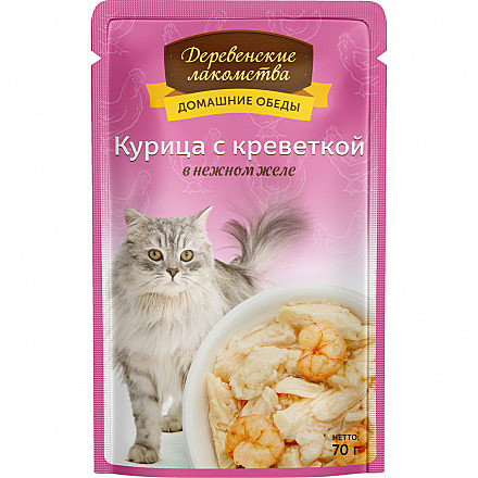 Корм д/к Дерев.лакомства пауч 70г Курица/Креветка/Желе