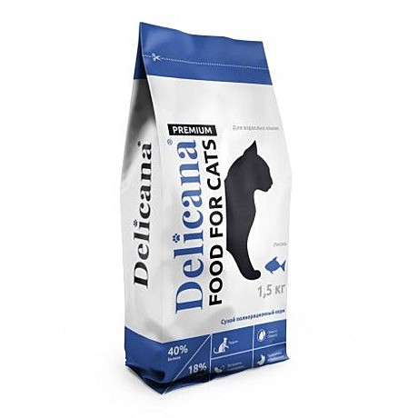 Корм д/к Delicana 1,5кг Лосось