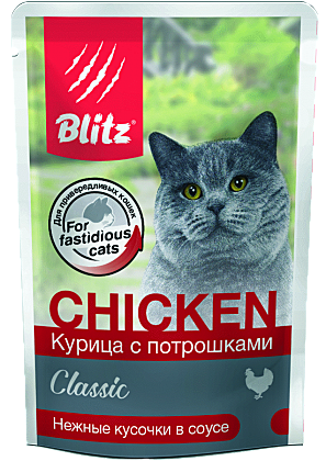 Корм д/к Blitz Classic пауч 85г Курица/Потрошки/соус