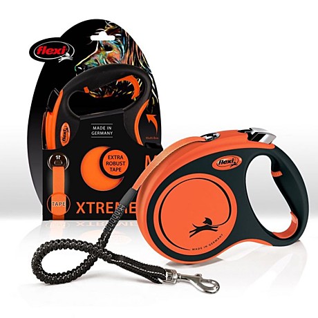 Рулетка Flexi Xtreme М 35кг/5м/лента оранжевая