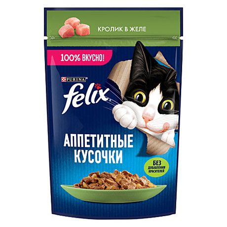 Корм д/к Felix Аппетитные кусочки пауч 75г Кролик/Желе