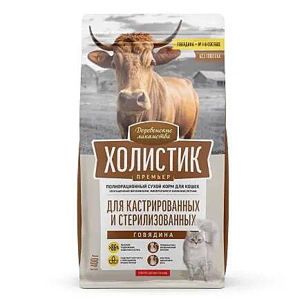 Корм д/к Деревенские лакомства Холистик 400г Говядина стерил.