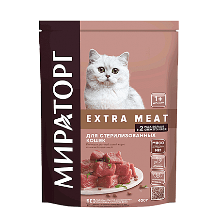 Корм д/к Мираторг ExtraMeat 400г Телятина д/стерил.