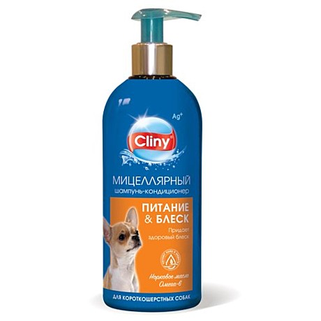 Шампунь-кондиционер Cliny д/с Питание/блеск 300мл д/короткош.