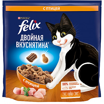 Корм д/к Felix Двойная вкуснятина 1,3кг Птица