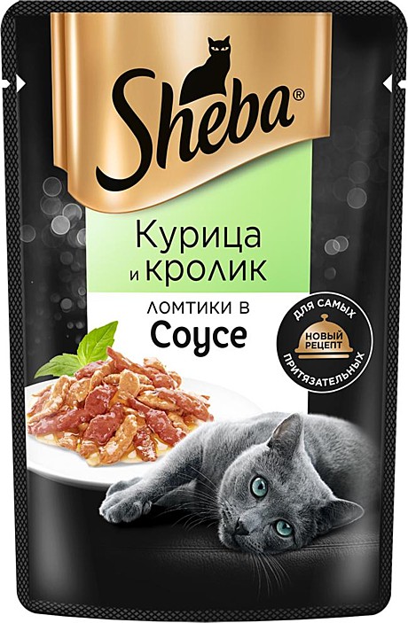 Корм д/к Sheba пауч 75г Курица/Кролик/соус