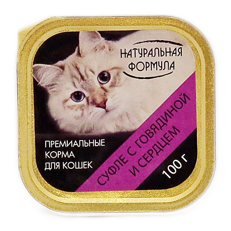 Корм д/к Натуральная формула лам. 100г Суфле Говядина/Сердце
