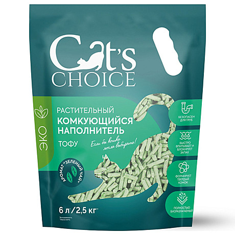 Наполнитель Cat's Choice 6л/2,5кг тофу/Зеленый чай