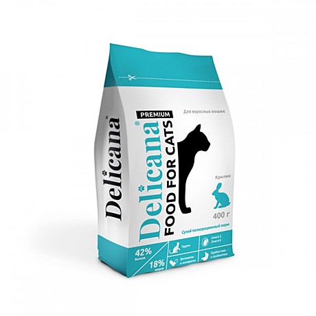 Корм д/к Delicana 400г Кролик