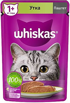 Корм д/к Whiskas пауч 75г Паштет Утка