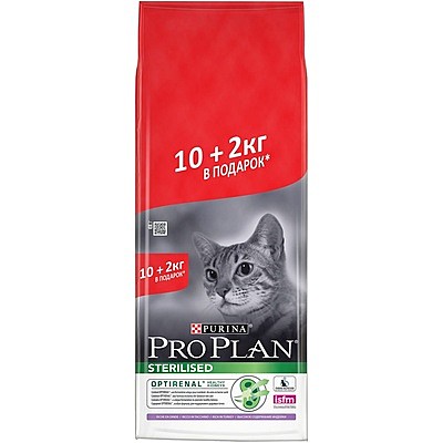 Корм д/к Pro Plan Stelised 10кг+2кг Индейка здор/почек