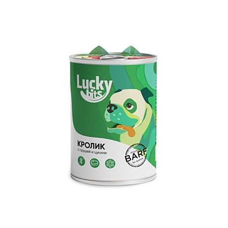 Корм д/c Lucky bits ж/б 400г Кролик/Груша/Цукини