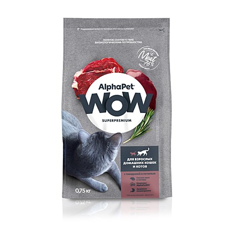 Корм д/к AlfaPet WOW 750г Говядина/Печень 
