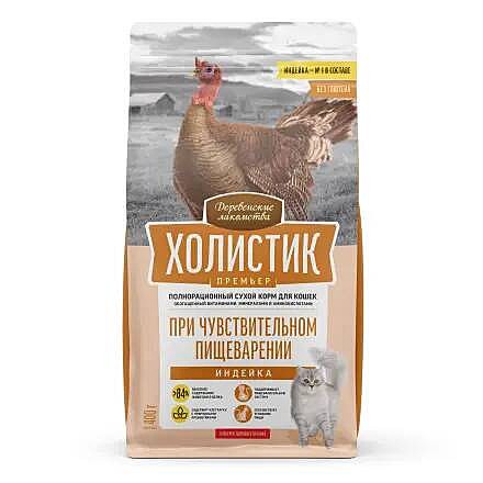 Корм д/к Деревенские лакомства Холистик 400г Индейка чув.пищ.