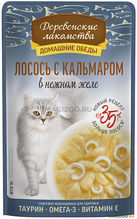 Корм д/к Дерев.лакомства пауч 70г Лосось/Кальмар/Желе