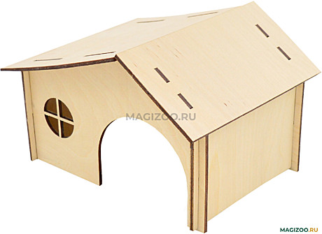 Домик ZooExpress д/грызунов Двускат.крыша/окошко 21*15*14см