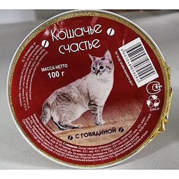 Корм д/к Кошачье счастье лам.100г Говядина