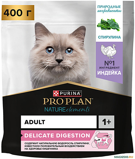 Корм д/к Pro Plan Nature Elements Delicate 400г Индейка/Спирулина