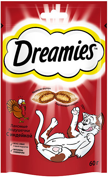 Лак-во д/к Dreamies подушечки 60г Индейка
