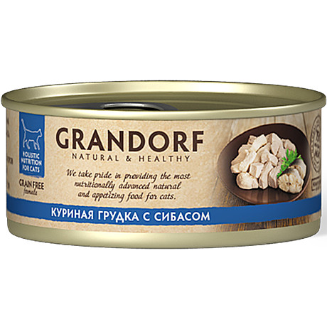 Корм д/к Grandorf ж/б 70г Куриная грудка/Сибас