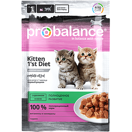 Корм д/котят ProBalance пауч 85г Кролик/желе