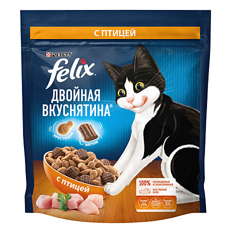 Корм д/к Felix Двойная вкуснятина 600г Птица