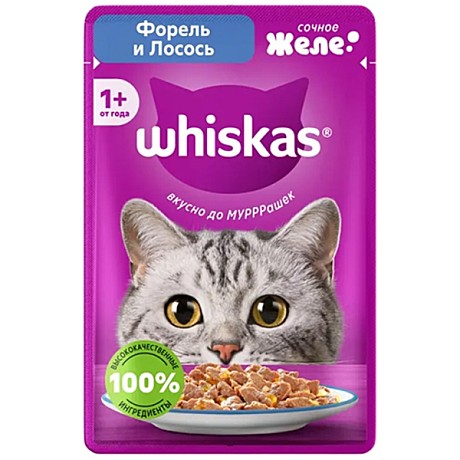 Корм д/к Whiskas пауч 75г Желе Форель/Лосось