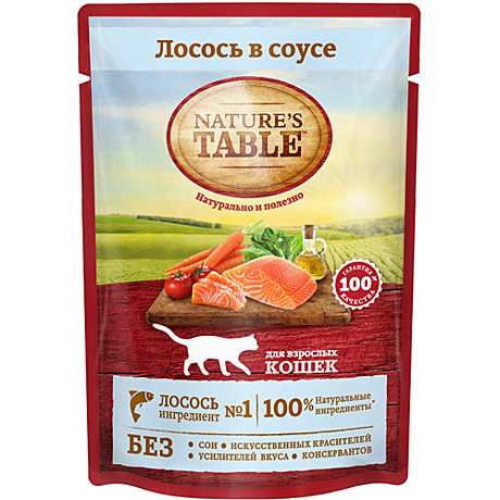 Корм д/к Nature's Table пауч 85г Лосось/соус