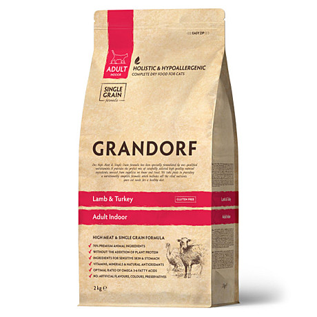 Корм д/к Grandorf Indoor 2кг Ягненок/Индейка д/домаш.