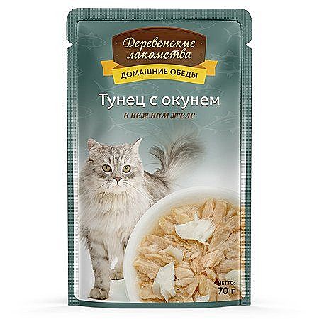Корм д/к Дерев.лакомства пауч 70г Тунец/Окунь/Желе