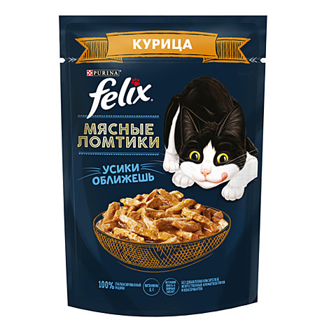 Корм д/к Felix Мясные ломтики 75г Курица/Соус