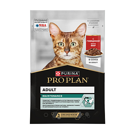 Корм д/к Pro Plan Adult пауч 85г Говядина/соус