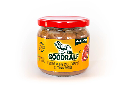 Корм д/с Goodralf ст/б 340г Говяжье ассорти/Тыква