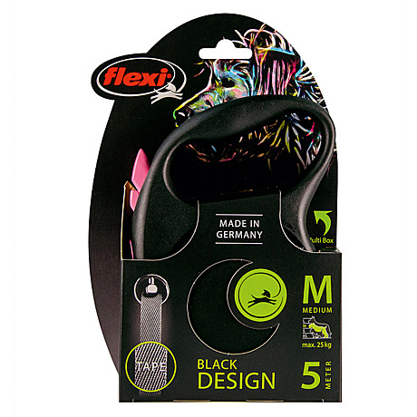 Рулетка Flexi Black Design М 25кг/5м/лента черный/розовый 