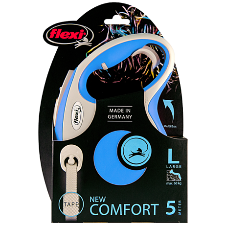 Рулетка Flexi New Line Comfort L 60кг/5м/лента серый/синий