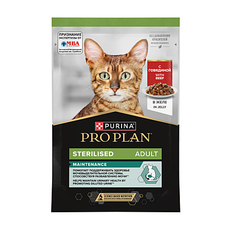 Корм д/к Pro Plan Sterilised пауч 85г Говядина/желе