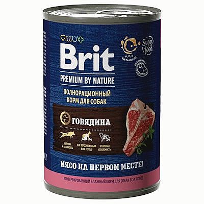 Корм д/с Brit Premium by Nature ж/б 410г Говядина