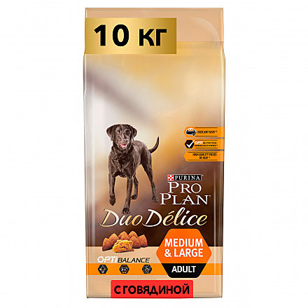 Корм д/с Pro Plan Duo Delice 10кг Говядина сред/круп.пород