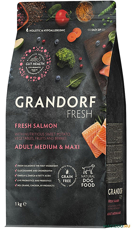 Корм д/с Grandorf Fresh Medium/Maxi 1кг Лосось/Батат