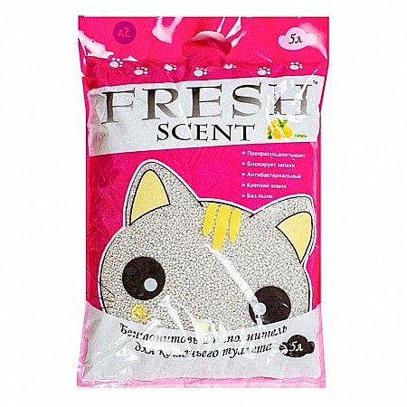 Наполнитель FreshScent 5л Лимон бентонит/ком.