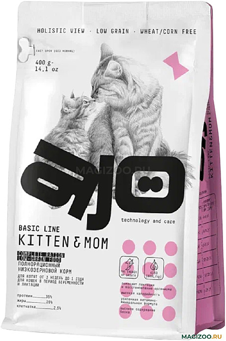 Корм д/котят AJO Kitte&Mom 400г Курица/Индейка