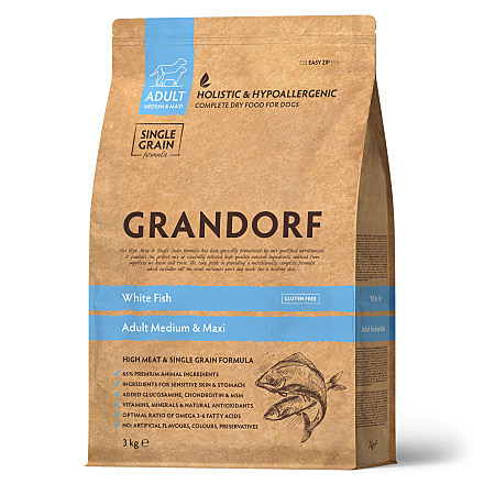 Корм д/с Grandorf Medium/Maxi 3кг Белая рыба