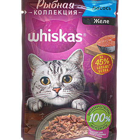 Корм д/к Whiskas Meaty пауч 75г Желе Лосось