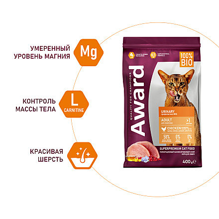 Корм д/к Award Urinary 400г Проф-ка МКБ