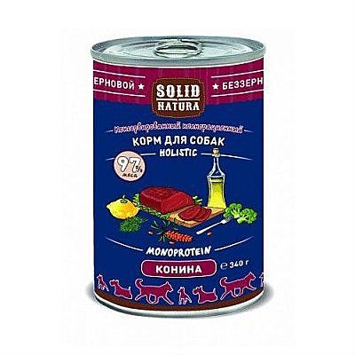 Корм д/с Solid Natura Holistic  340г Конина