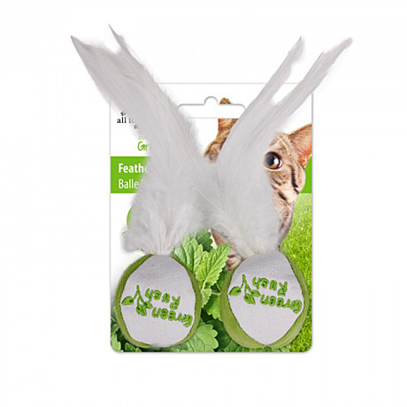 Игрушка д/к All For Paws Green Rush Мячи перья/кош.мята 2шт.