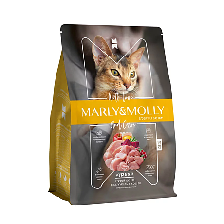 Корм д/к Marly&Molly 400г Курица д/стерил.