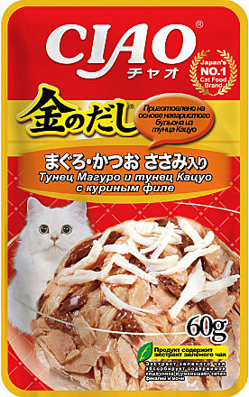 Корм д/к INABA пауч 60г Тунец/Куриное филе