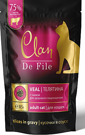 Корм д/к Clan De File пауч 85г Телятина/Тыква